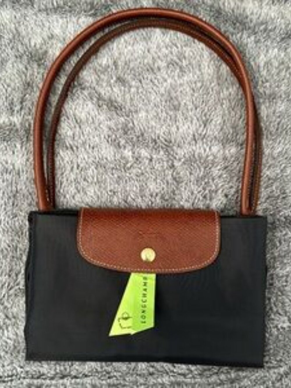 NWT Le Pliage Original Medium Handbag Black Longchamp Canvas Shoulder Tote M - Picture 7 of 7